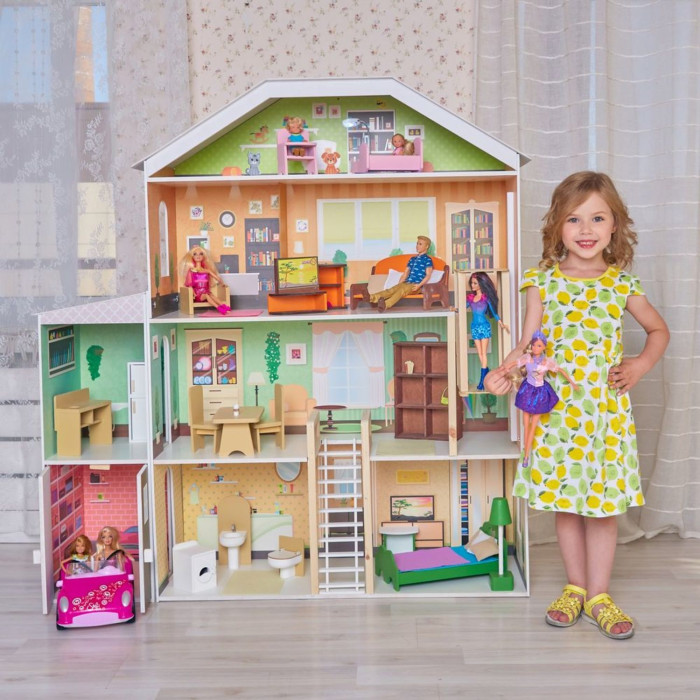 Paremo Деревянный кукольный домик Поместье Николетта с мебелью (30 предметов)