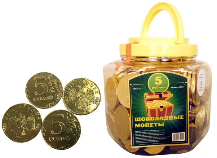 

Russia Шоколадные монеты 5 Рублей 150 шт., Шоколадные монеты 5 Рублей 150 шт.