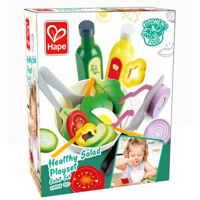 Деревянная игрушка Hape Овощной салат (40 предметов) подарок первокласснику в чемоданчике 35 предметов