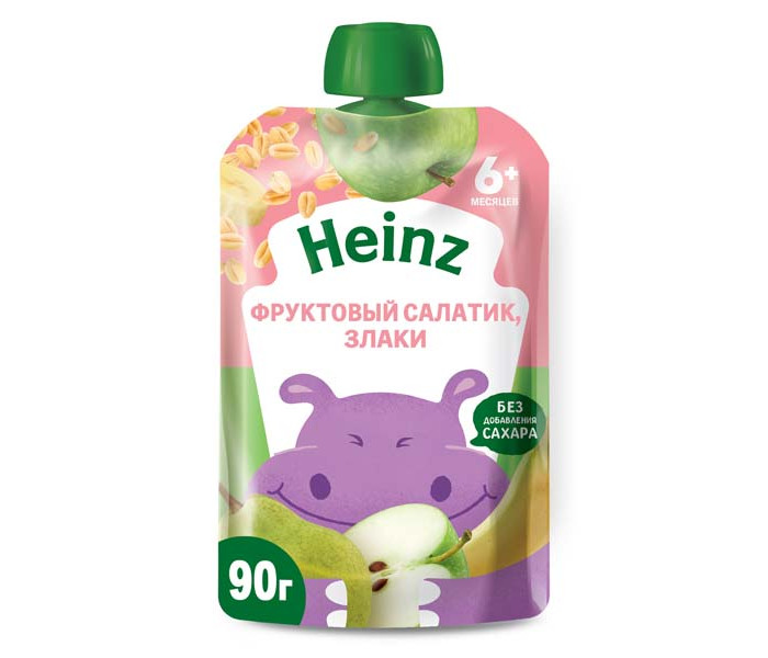  Heinz Пюре Фруктовый салатик и злаки с 6 мес., 90 г (пауч)