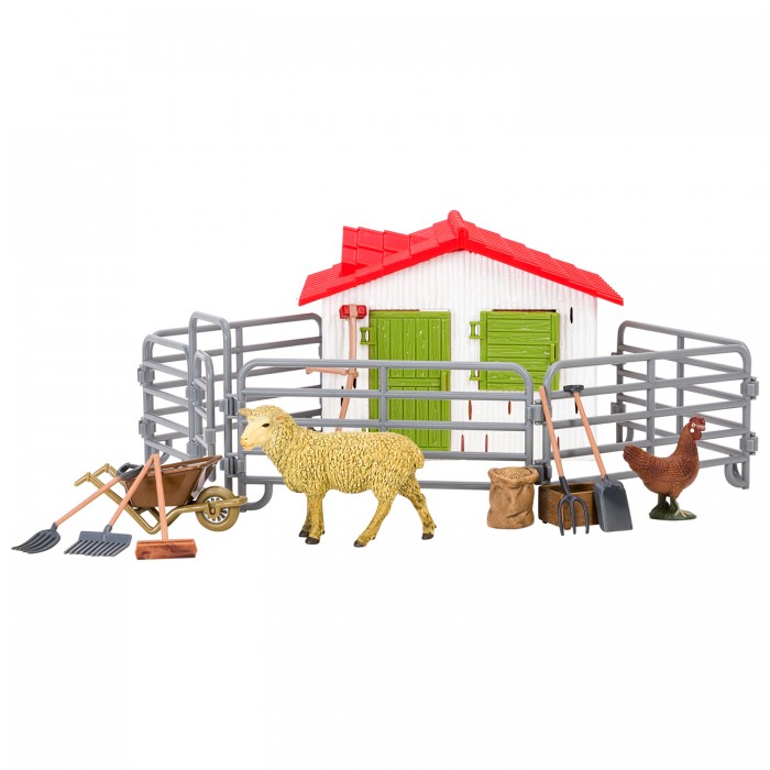Masai Mara Набор фигурок животных На ферме (ферма игрушка, овца, курица, инвентарь) masai mara набор фигурок животных на ферме ферма зебры медведи квадроцикл фермер инвентарь