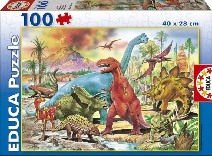 Пазлы, Educa Пазл Динозавры 100 деталей  - купить