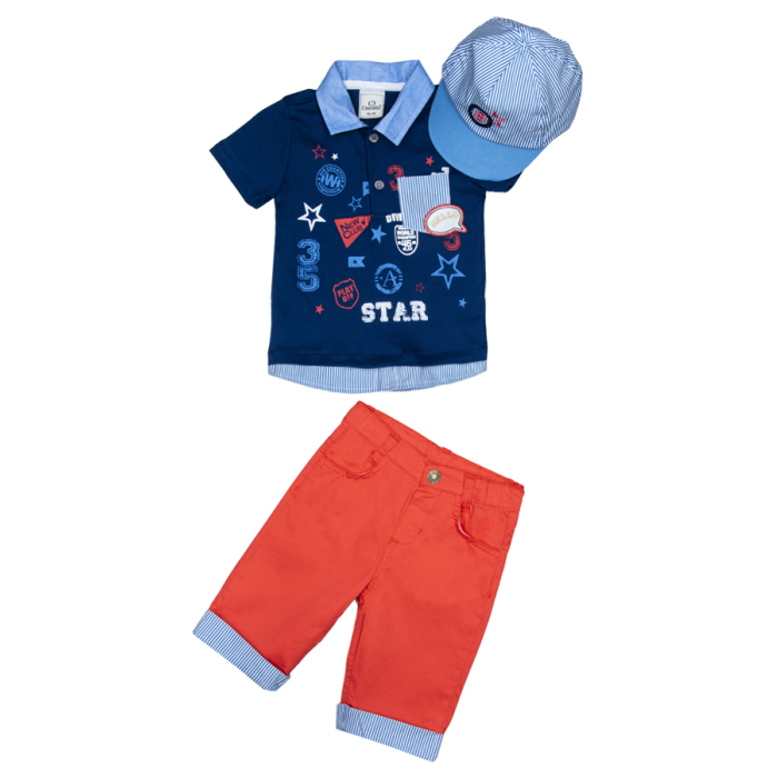 Комплекты детской одежды Cascatto Комплект одежды для мальчика (футболка, бриджи, бейсболка) G_KOMM18/05