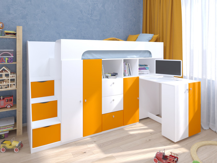 Подростковая кровать РВ-Мебель чердак Астра 11 (белый)