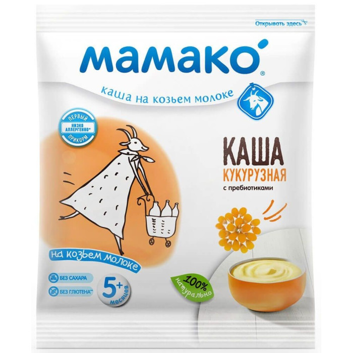  Мамако Молочная кукурузная каша с пребиотиками на козьем молоке с 5 мес. 30 г