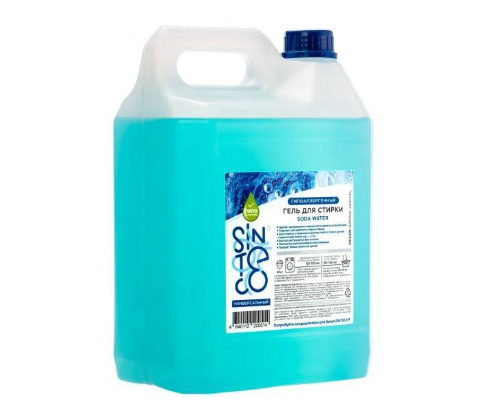 цена Бытовая химия Sinteco Гель для стирки универсальный Soda water 5000 мл
