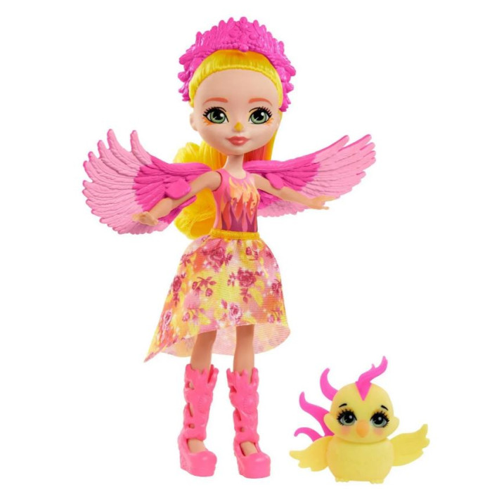 Куклы и одежда для кукол Mattel Кукла Enchantimals Фалон Феникс с питомцем Санрайс