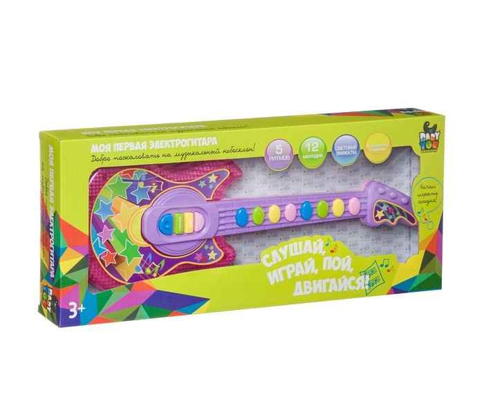 Музыкальный инструмент Bondibon Электрогитара Baby You со свето-звуковыми эффектами мягкая игрушка happy baby музыкальный утёнок