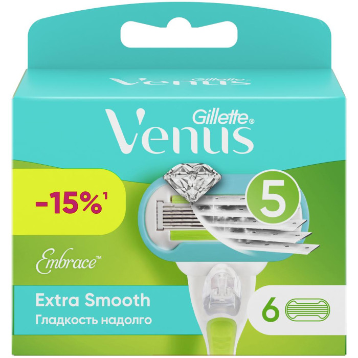 Косметика для мамы Venus Сменные кассеты для бритвы Gillette Embrace 6 шт. gillette кассеты для станка gillette venus embrace 6 шт