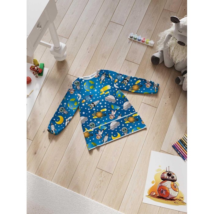 

JoyArty Фартук детский с рукавами для рисования Маленький космонавт 1-2 лет, Фартук детский с рукавами для рисования Маленький космонавт 1-2 лет