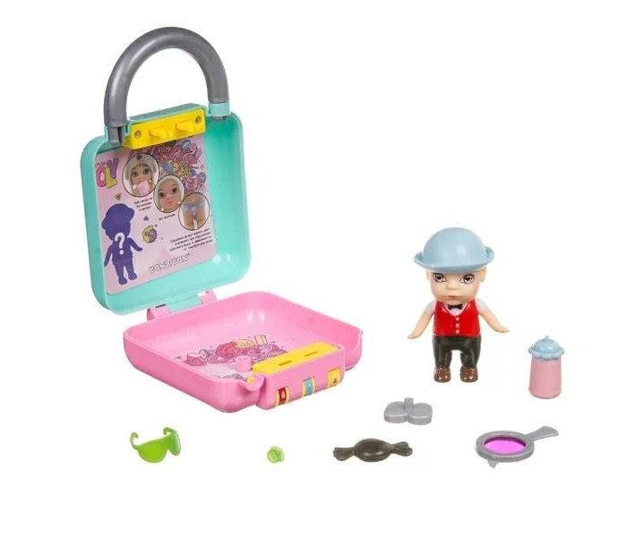 цена Куклы и одежда для кукол Bondibon Игровой набор OLY Кукла в чемоданчике на кодовом замке в шляпе с аксессуарами