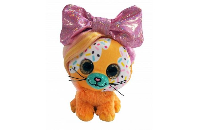 фото Мягкая игрушка shokid little bow pets котенок butterscotch с бантиком сюрпризом 18 см