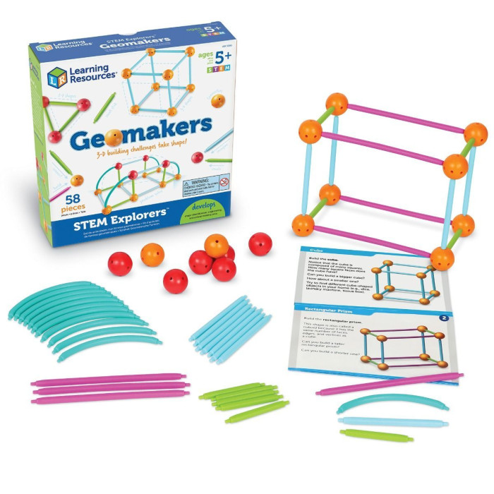 развивающая игрушка магнетизм стем learning resources Конструкторы Learning Resources Погружение в геометрию СТЕМ с карточками (58 элементов)
