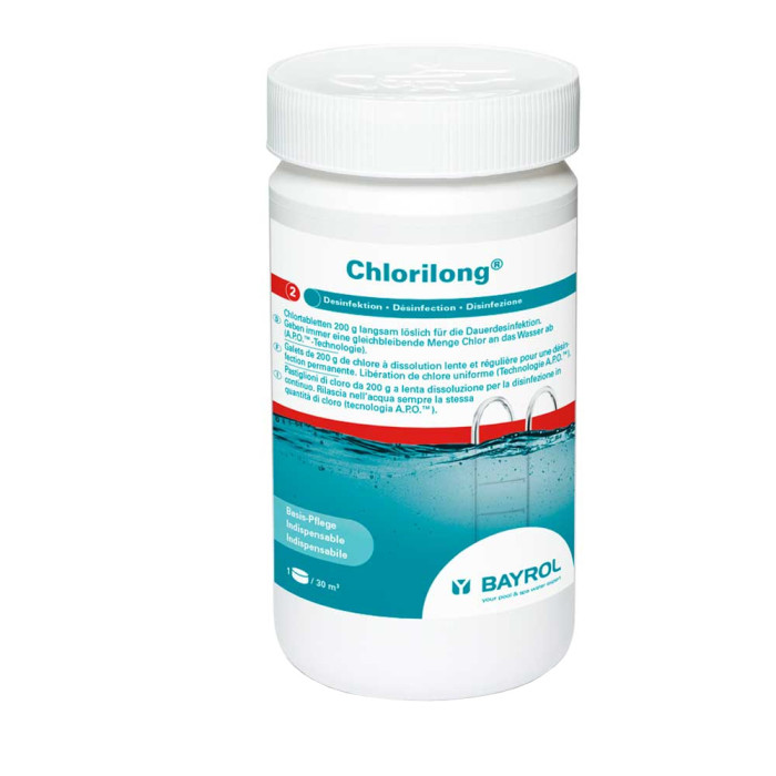 Bayrol Медленнорастворимый хлор для непрерывной дезинфекции воды ChloriLong 200 1 кг дезинфицирующие средство aqualand хлор 60 гранулы 1 кг