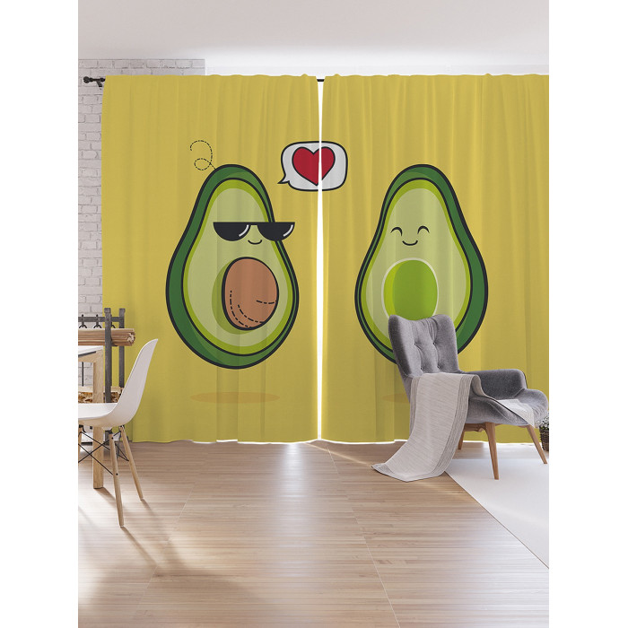 JoyArty Шторы под лён Влюбленные авокадо серия Oxford DeLux 340х265 см влюбленные и одинокие