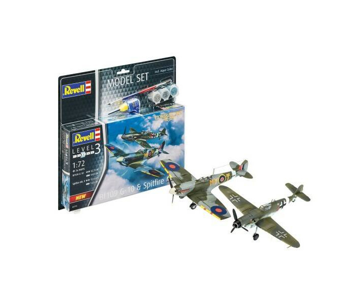 Сборные модели Revell Набор Combat Set истребитель-низкоплан Bf109G-10 и Спитфайр Mk.V истребитель revell spad xiii c 1 63959
