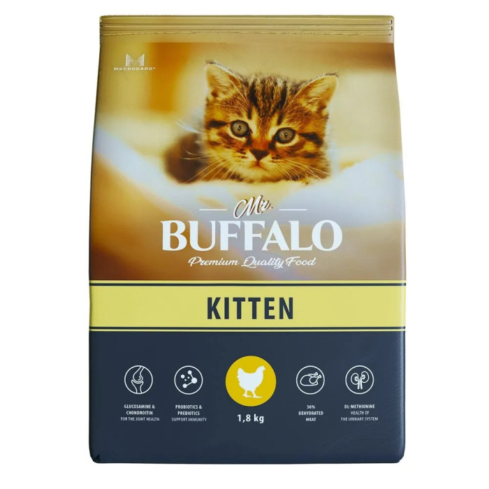 Mr.Buffalo Сухой корм Kitten для котят с курицей 1.8 кг B102 - фото 1
