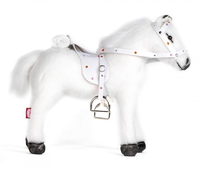 Мягкие игрушки Gotz Белая лошадь с седлом и уздечкой со звуком 40 см
