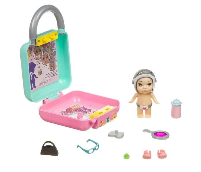 Bondibon Игровой набор OLY Кукла в чемоданчике на кодовом замке в шапочке с животным ВВ3875