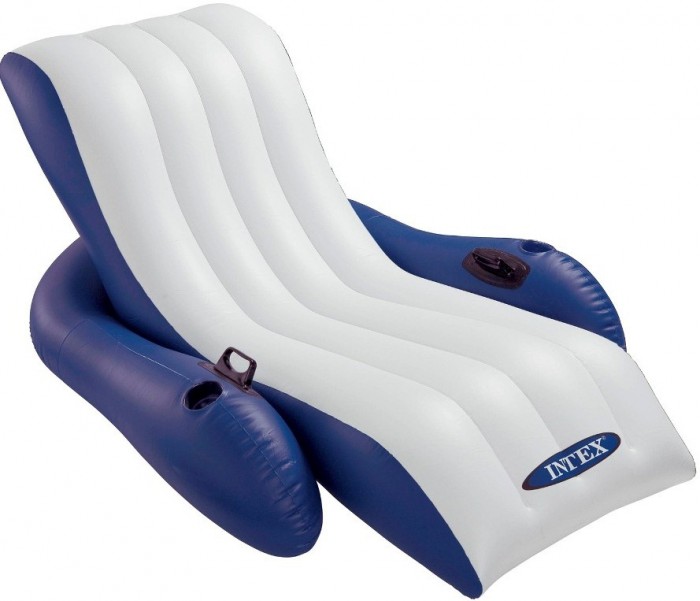 Intex Кресло-шезлонг надувной с держателем 180х135 кресло надувное 137х122 см intex 58889np с подушкой