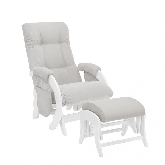 Кресло для мамы Milli с карманами Smile с пуфом Uni Молочный дуб