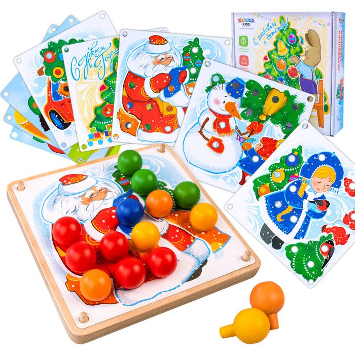 

Деревянная игрушка Raduga Kids Мозаика для малышей Новый год, Мозаика для малышей Новый год