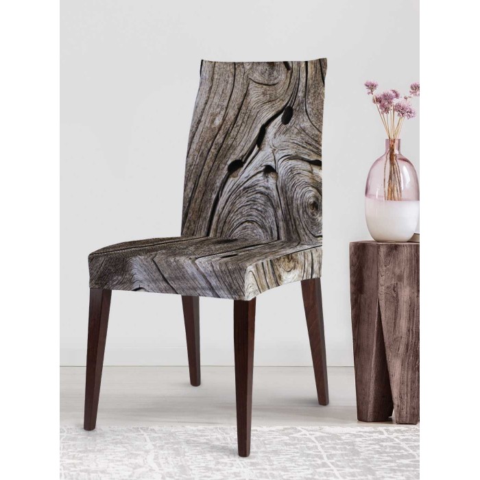 JoyArty Декоративный велюровый чехол на стул со спинкой Деревянный узор