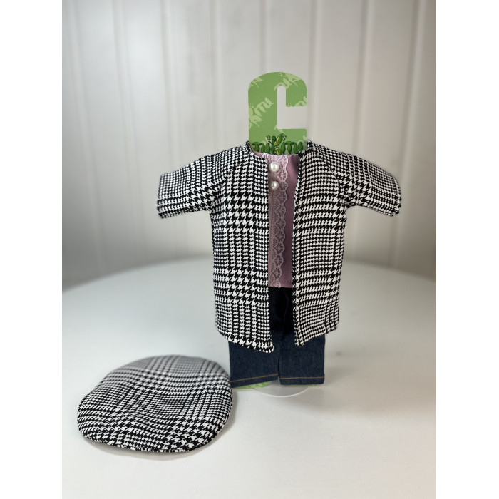  TuKiTu Комплект одежды для кукол Весна-Осень (пальто, водолазка, джинсы, берет) 40 см