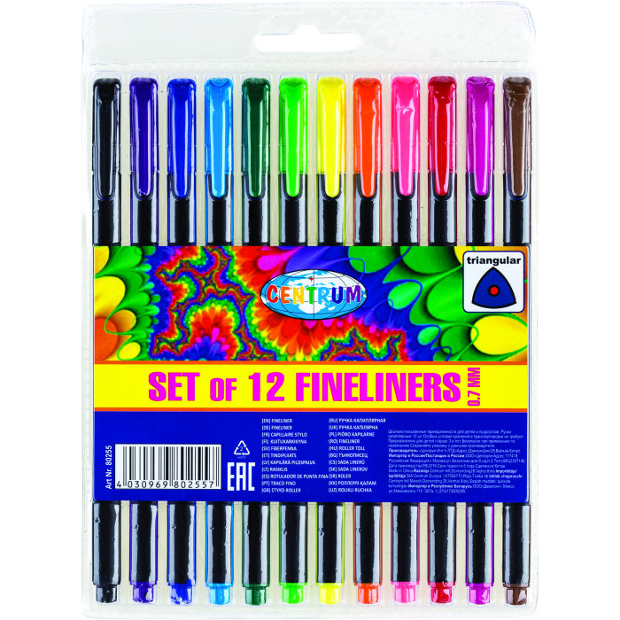  Centrum Набор капиллярных цветных ручек Fineliners 0.7 мм 12 шт. 5 упаковок