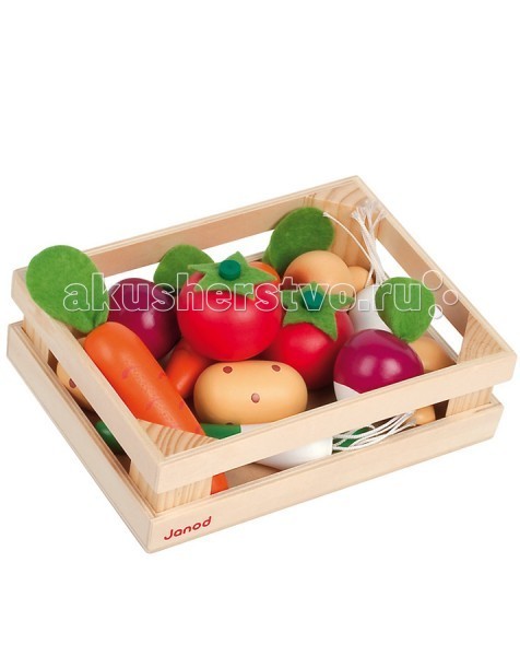 Деревянные игрушки Janod Набор овощей в ящике 12 элементов цена и фото