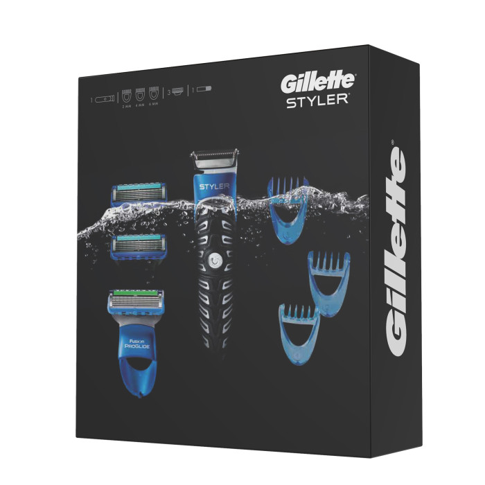 Gillette Подарочный Набор для бритья Бритва Styler с 3 насадками и 3 сменные кассеты набор трещоточных ключей тундра crv сменные поворотные головки 8 24 мм 72 зуба 15 шт 992569