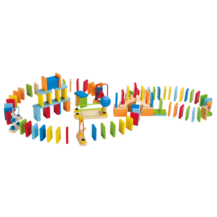 Деревянная игрушка Hape Настольная игра Падающее домино - Классическое набор карточек с рисунками домино логопедическое звук [ж] для детей 4 7 лет