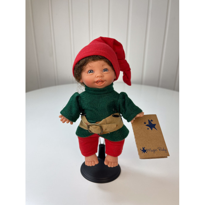 Lamagik S.L. Кукла Джестито Гном мальчик улыбается в зеленой рубашке и красных брюках 18 см