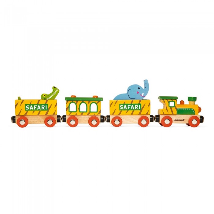 Деревянная игрушка Janod Поезд на магнитах с фигурками Сафари J08585 - фото 1