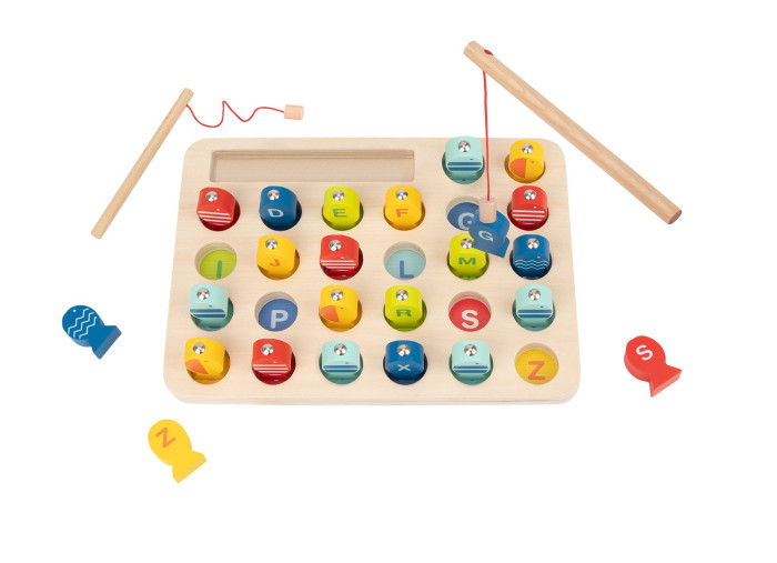 Деревянные игрушки Tooky Toy Магнитная Рыбалка с алфавитом игры для малышей djeco настольная магнитная игра рыбалка цвета