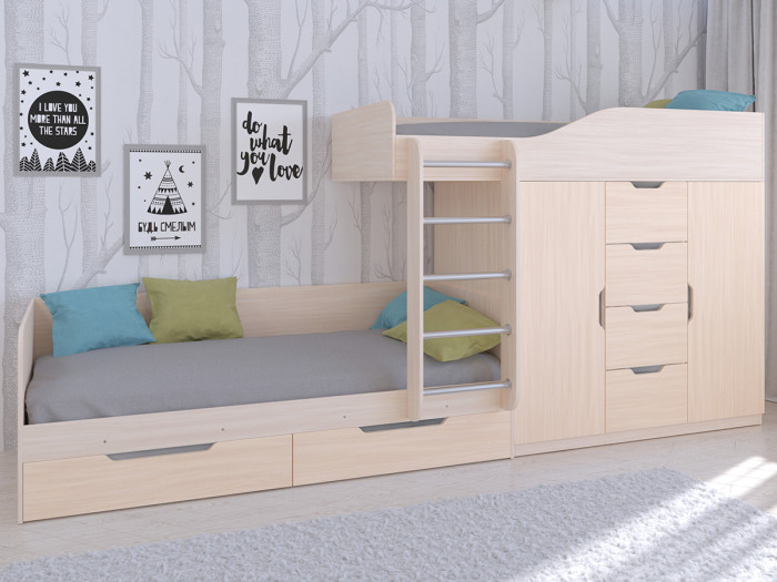 Подростковая кровать РВ-Мебель двухъярусная Астра 6 (дуб молочный) подростковая кровать рв мебель двухъярусная лео дуб молочный