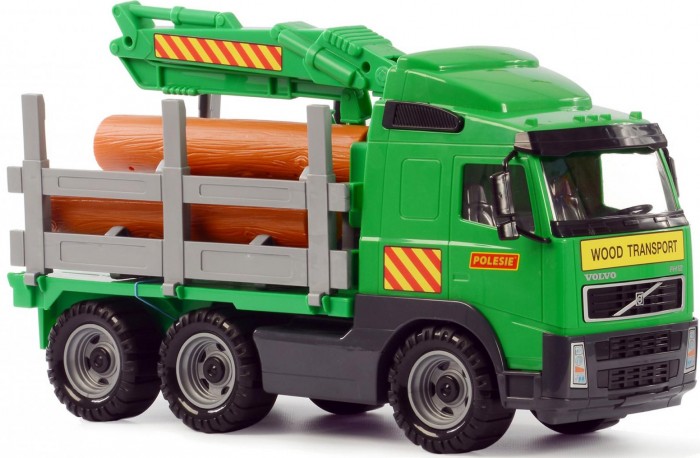 игрушечный транспорт полесье volvo автомобиль лесовоз с прицепом 9500 Машины Полесье Лесовоз Volvo