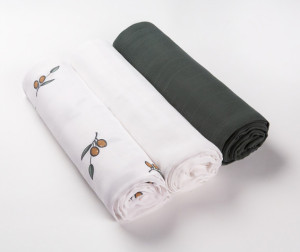 Пеленка Firstday муслиновая для новорожденных 120x120 см набор 3 шт. - Olive Garden White