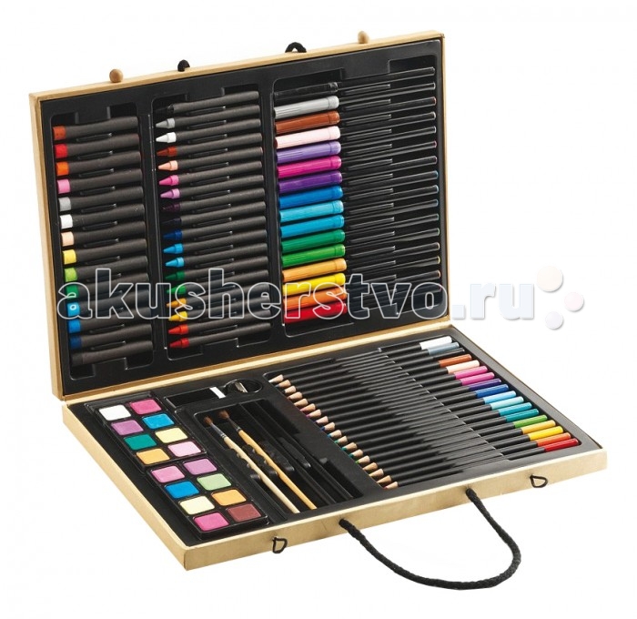 Принадлежности для рисования Djeco Большой набор: карандаши, фломастеры, краски карандаши восковые мелки пастель ooly набор цветных восковых мелков 12 цветов