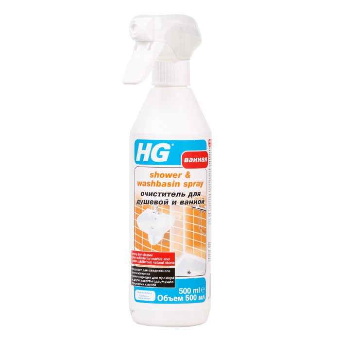 Бытовая химия HG Очиститель для душевой и ванной 0.5 л средство hg для очистки кухонных поверхностей из натурального камня 500 мл