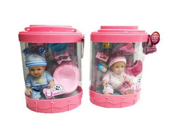 Куклы и одежда для кукол Junfa Кукла Micro Baby Пупс с аксессуарами в банке 15 см