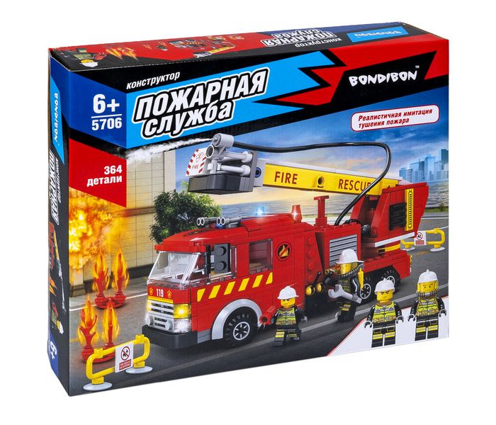 Конструкторы Bondibon Пожарная Служба Машина-водомет (364 детали)
