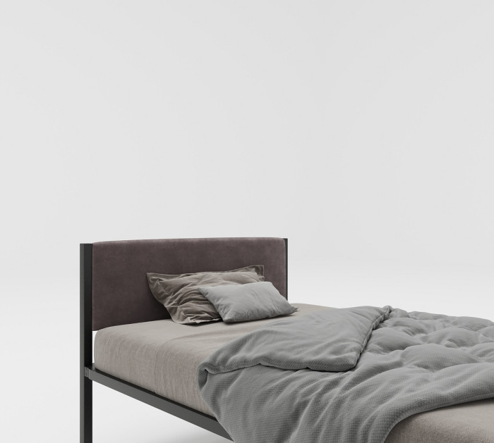 фото Подростковая кровать roomiroom односпальная металлическая с мягким изголовьем вивальди 200х90