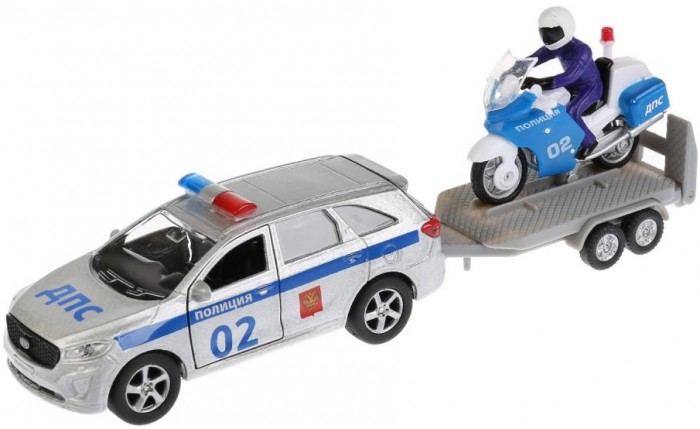 полицейский автомобиль play smart лада 2121 полиция 6400b 1 50 8 5 см серебристый Машины Технопарк Машина металлическая Kia Sorento Prime Полиция и мотоцикл