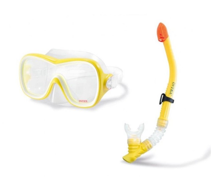 Intex Набор для плавания с маской и трубкой от 8 лет intex нарукавники с тканевым покрытием 38х16 5 см