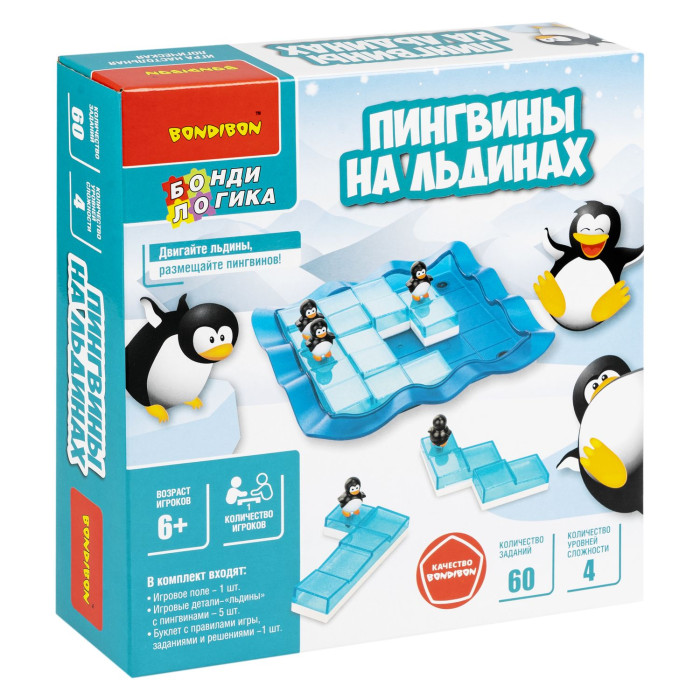 Bondibon Игра настольная логическая БондиЛогика Пингвины на льдинах