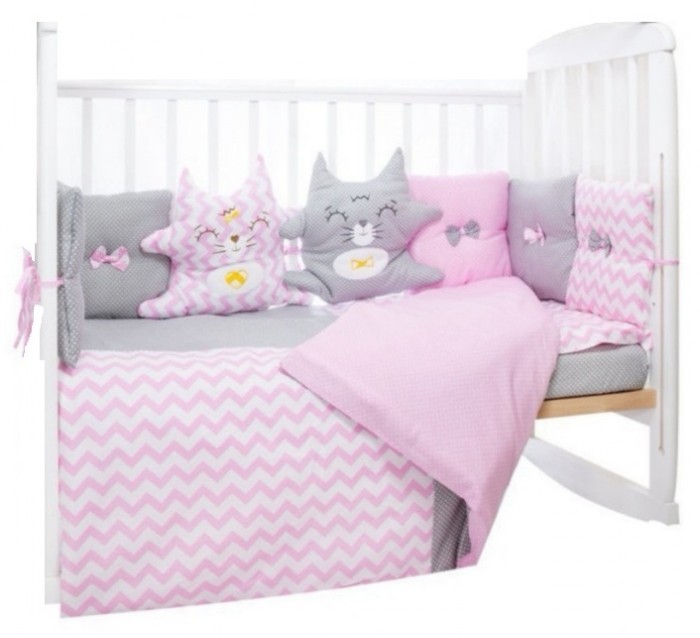 Комплекты в кроватку LuBaby Котята (6 предметов) подушки для малыша ol tex подушка с бамбуковым волокном и съемным чехлом 70х70 обт 77 10