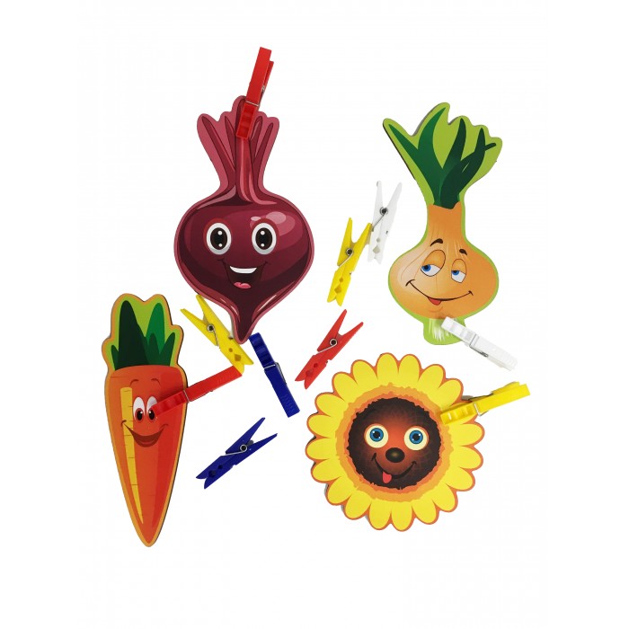 Сибирские игрушки Игры с прищепками Подсолнух, лук, морковка, свекла бычок и подсолнух раскраска