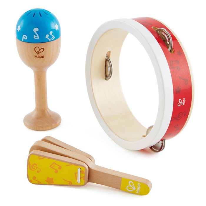 Музыкальный инструмент Hape Детский набор перкуссионных инструментов музыкальный инструмент бубен