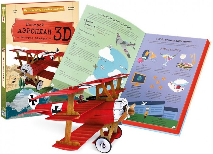 Конструктор Sassi картонный 3D и книга Аэроплан